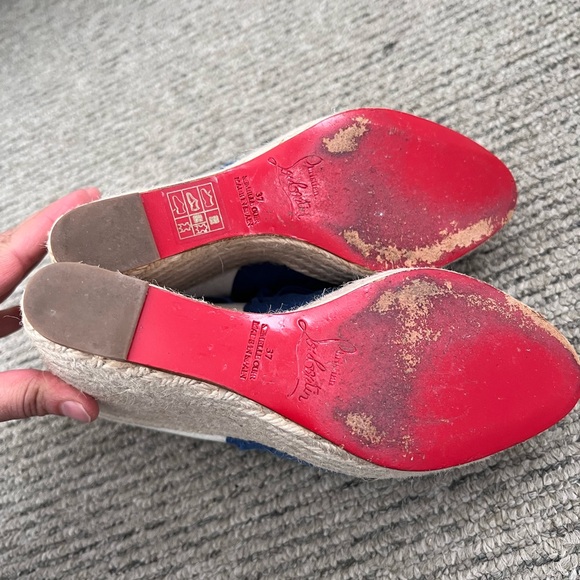 Christian Louboutin canvas colour block ribbon espadrille 37 - Picture 2 of 7